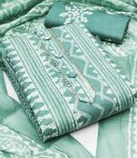 ethnic motifs printed gotta patti detail unstitched dress material