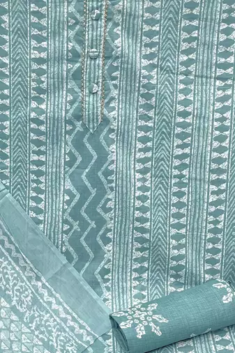 ethnic motifs printed gotta patti detail unstitched dress material
