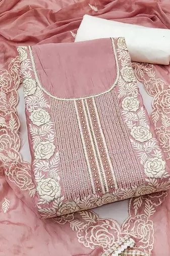 embroidered unstitched dress material