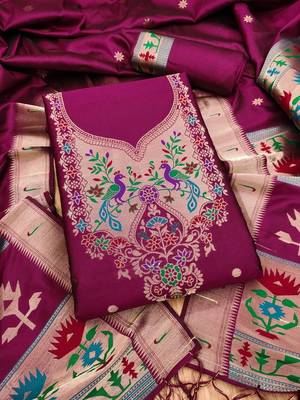 embroidered unstitched dress material 1