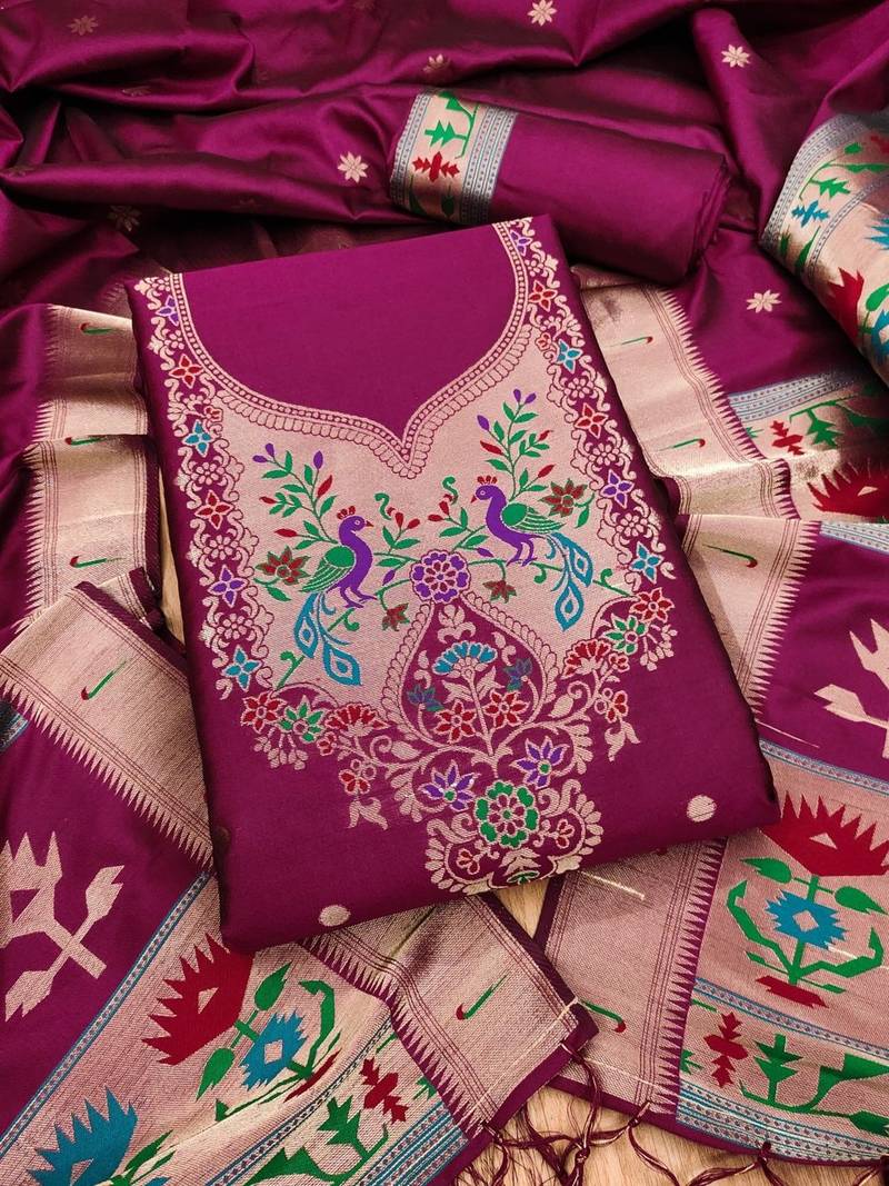 embroidered unstitched dress material