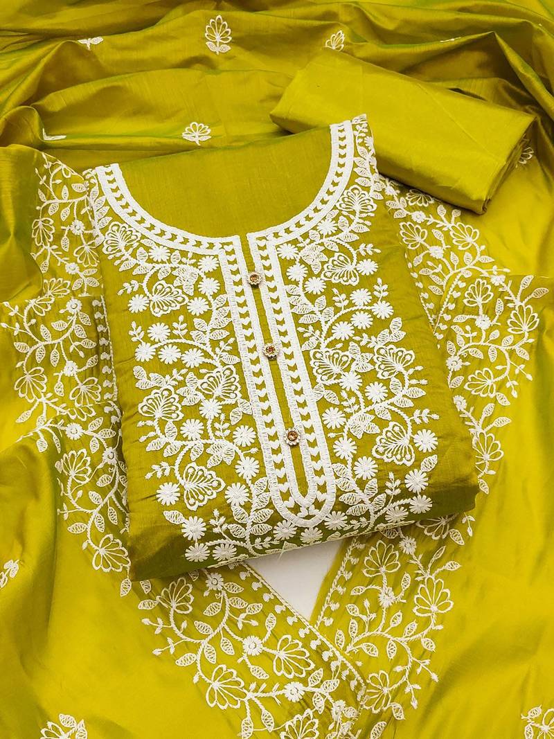embroidered unstitched dress material