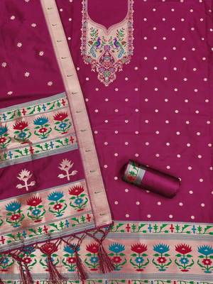 embroidered unstitched dress material 3