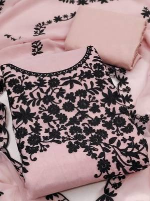 pink georgette multi work unstitched dress material 1