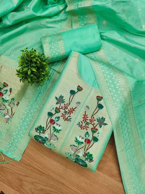 embroidered unstitched dress material 2