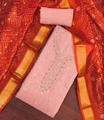 women peachembellished unstitched dress material