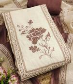 embellished linen semi-stitched dress material