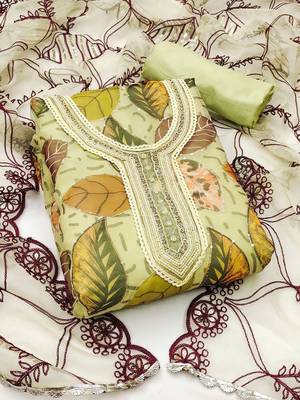 embroidered organza unstitched dress material 1