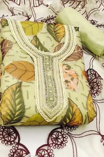 embroidered organza unstitched dress material