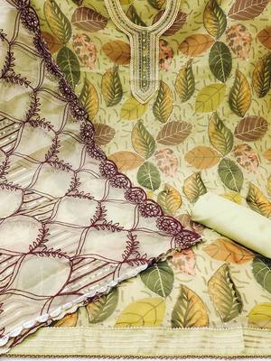 embroidered organza unstitched dress material 3
