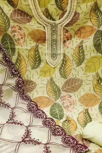 embroidered organza unstitched dress material