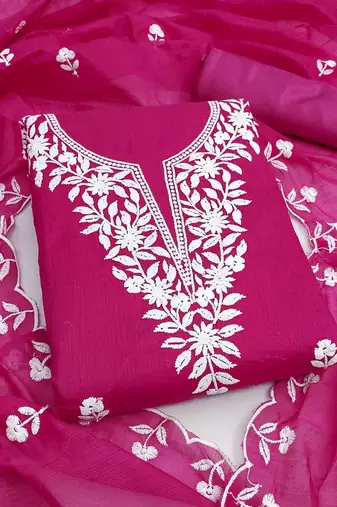 embroidered cotton unstitched dress material