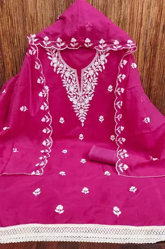 embroidered cotton unstitched dress material