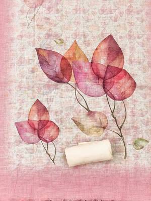 embellished linen semi-stitched dress material 4