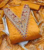 embellished silk blend unstitched dress material