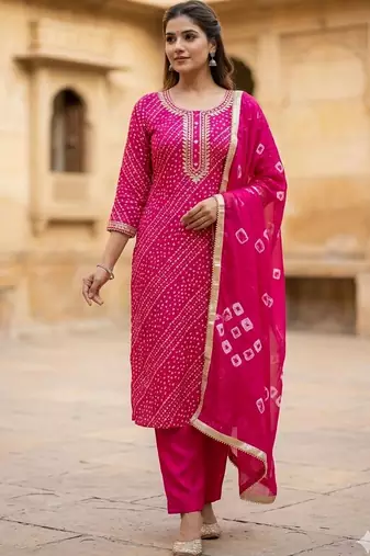 printed cotton semi-stitched dress material