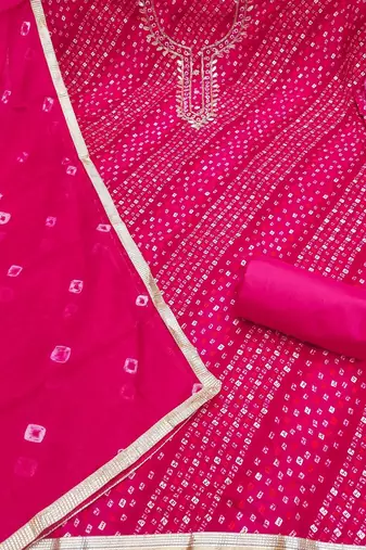 printed cotton semi-stitched dress material
