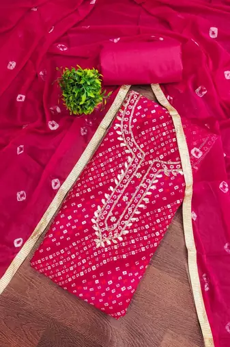 printed cotton semi-stitched dress material