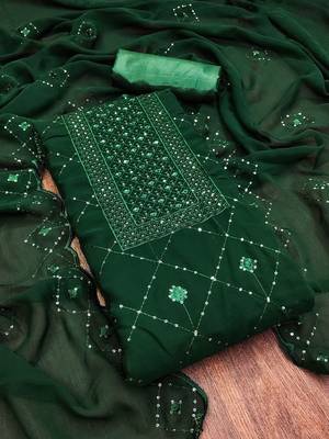 geometric embroidered sequinned unstitched dress material 2