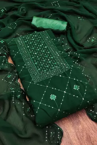 geometric embroidered sequinned unstitched dress material