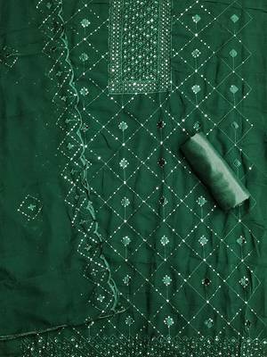 geometric embroidered sequinned unstitched dress material 3