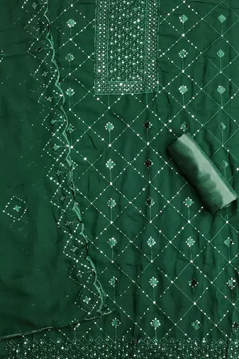 geometric embroidered sequinned unstitched dress material