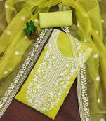 floral embroidered organza unstitched dress material