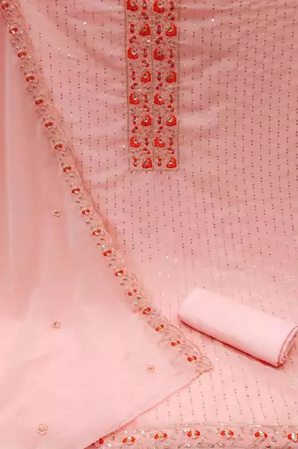embroidered silk georgette unstitched dress material