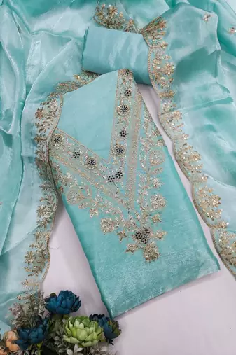 embroidered unstitched dress material