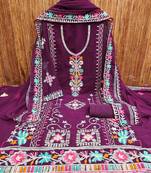 ethnic motifs embroidered silk georgette unstitched dress material