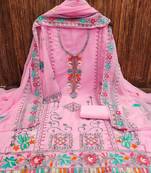 ethnic motifs embroidered silk georgette unstitched dress material