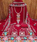 ethnic motifs embroidered silk georgette unstitched dress material