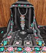 ethnic motifs embroidered silk georgette sequinned unstitched dress material