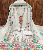 ethnic motifs embroidered silk georgette unstitched dress material