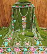 ethnic motifs embroidered silk georgette unstitched dress material