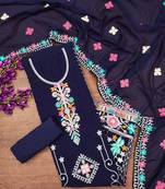 ethnic motifs embroidered silk georgette sequinned unstitched dress material