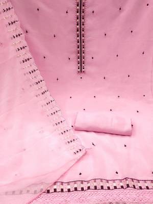 ethnic motifs embroidered silk georgette unstitched dress material 3