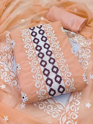 embroidered silk georgette unstitched dress material 1