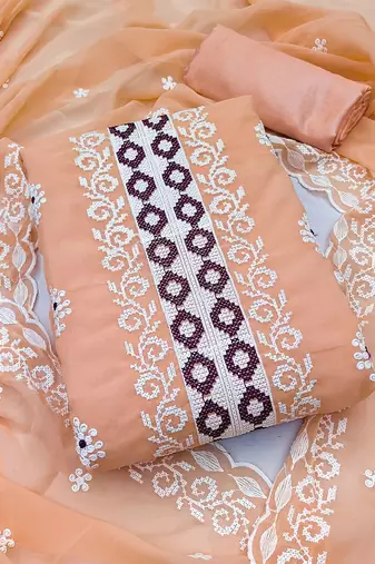 embroidered silk georgette unstitched dress material