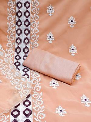 embroidered silk georgette unstitched dress material 3