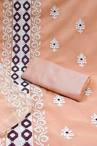 embroidered silk georgette unstitched dress material