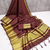Women's brown & golden zari woven kanjivaram style silk blend saree with blouse piece