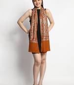 Embroidered wool shawl