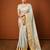 Women's grey & golden zari woven kanjivaram style silk blend saree with blouse piece