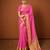 Women's pink & golden zari woven kanjivaram style silk blend saree with blouse piece