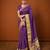 Women's wine & golden zari woven kanjivaram style silk blend saree with blouse piece