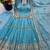 Blue silk blend readymade anarkali suit with embroidery & sequence work