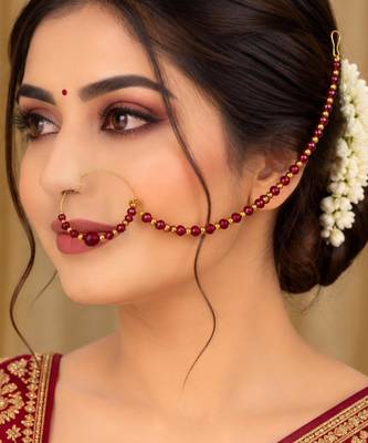 Gold-plated crystal beaded nath – maroon 3