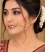 White gold-plated crystal beaded nath