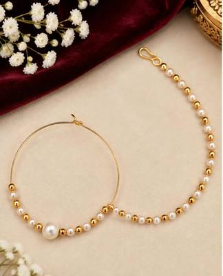 White gold-plated crystal beaded nath 2